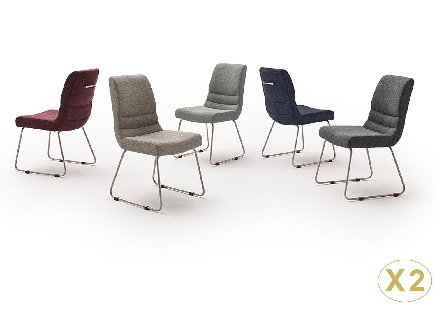 Chaises design tissu avec poignée dossier et pied luge