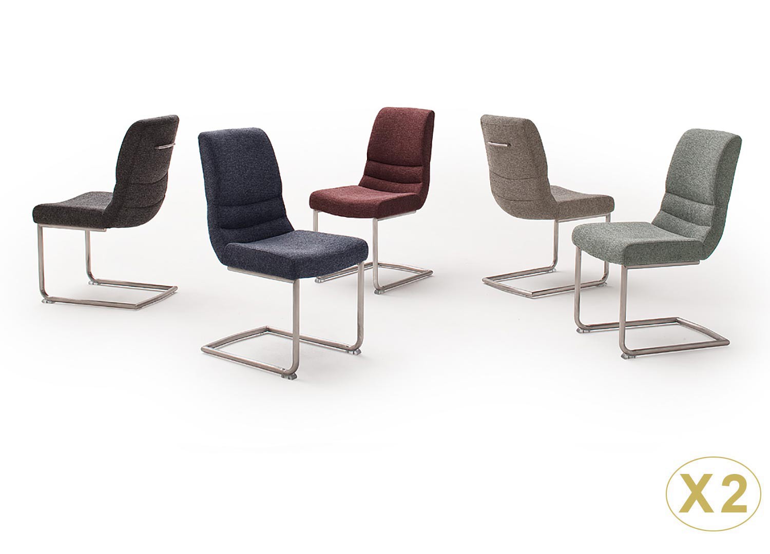 Chaises design tissu avec poignée dossier et pied traîneau