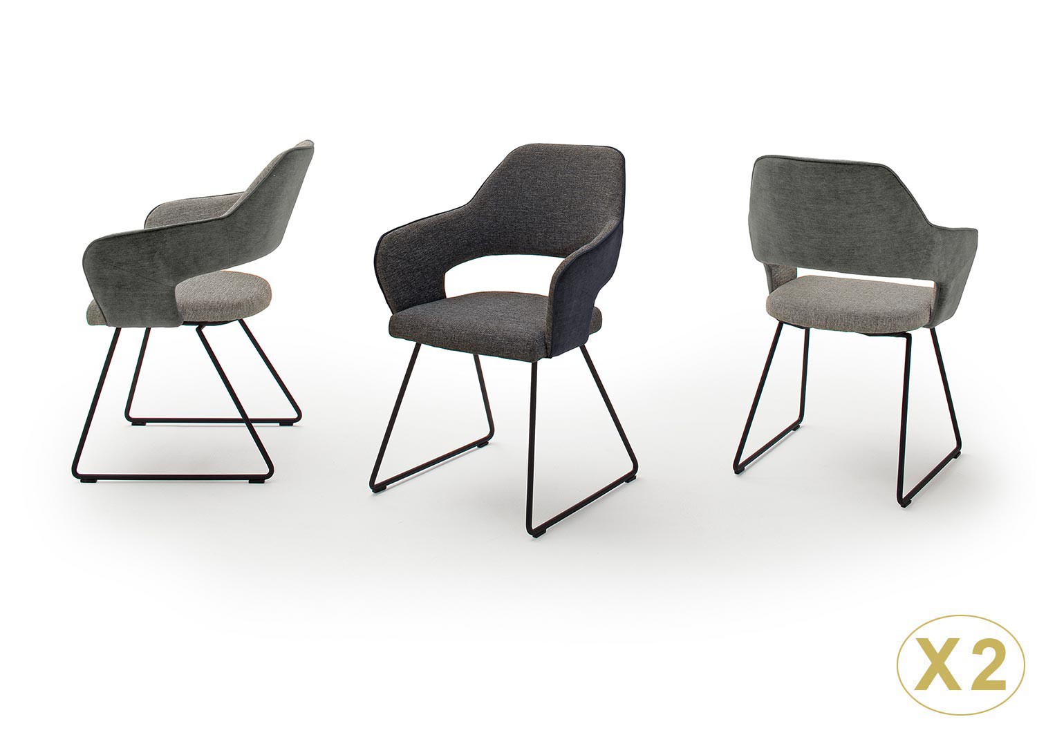 Chaises modernes avec accoudoirs pied luge