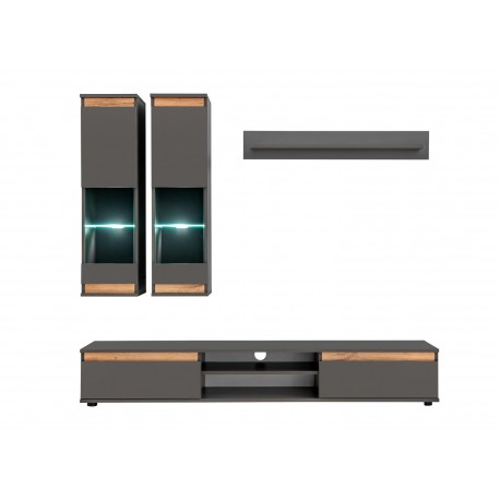 Meuble TV design mural gris anthracite à led