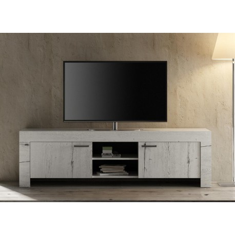 Meuble TV chêne blanc contemporain 180 cm