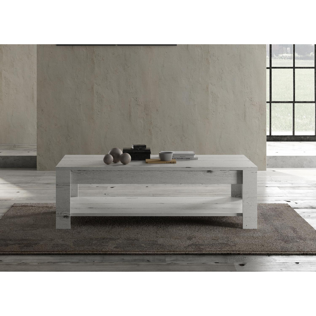 Table basse rectangulaire chêne blanc 140 cm