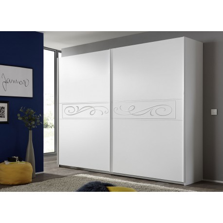 Armoire blanche 2 portes coulissantes sérigraphiée 2m20
