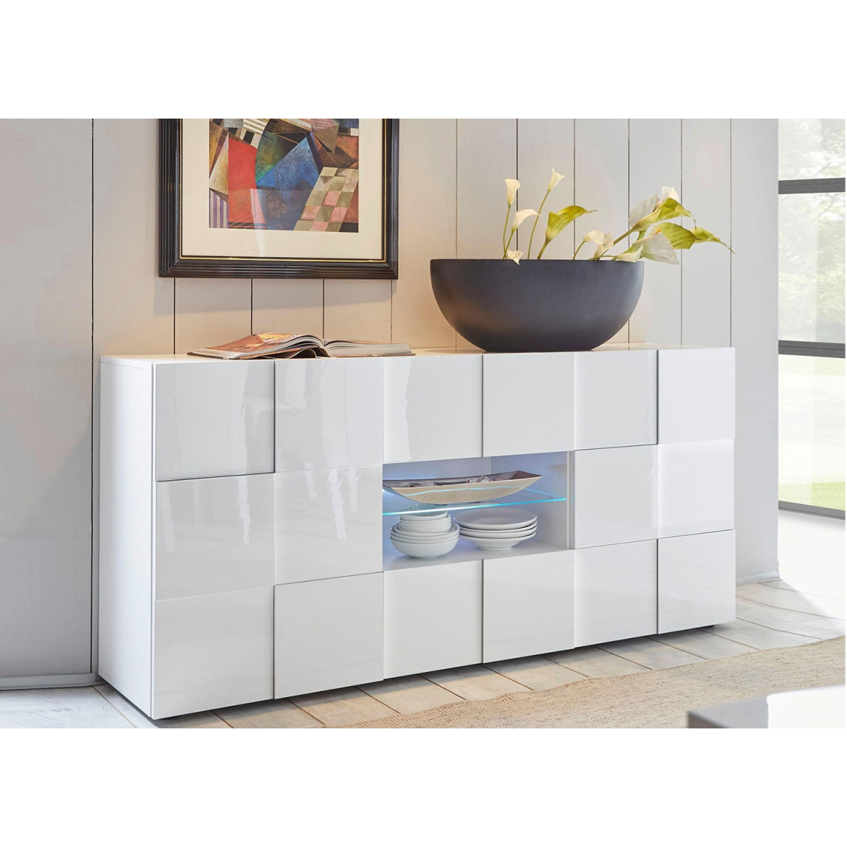 Buffet design blanc laqué 181 cm