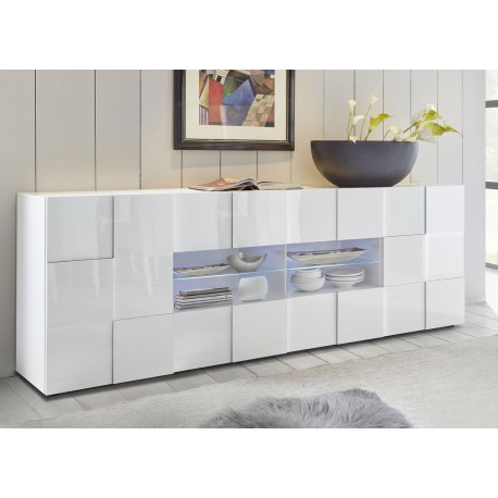 Grand buffet design blanc laqué 241 cm