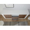 Meuble buffet blanc laqué et noyer 2 portes et 2 tiroirs 184 cm
