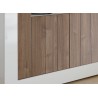 Meuble commode blanc laqué et noyer 2 portes et 1 niche