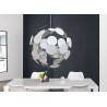 Suspension design moderne boule blanche et argent Ø 70 cm