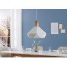 Suspension métal blanc ajouré et bois massif scandinave