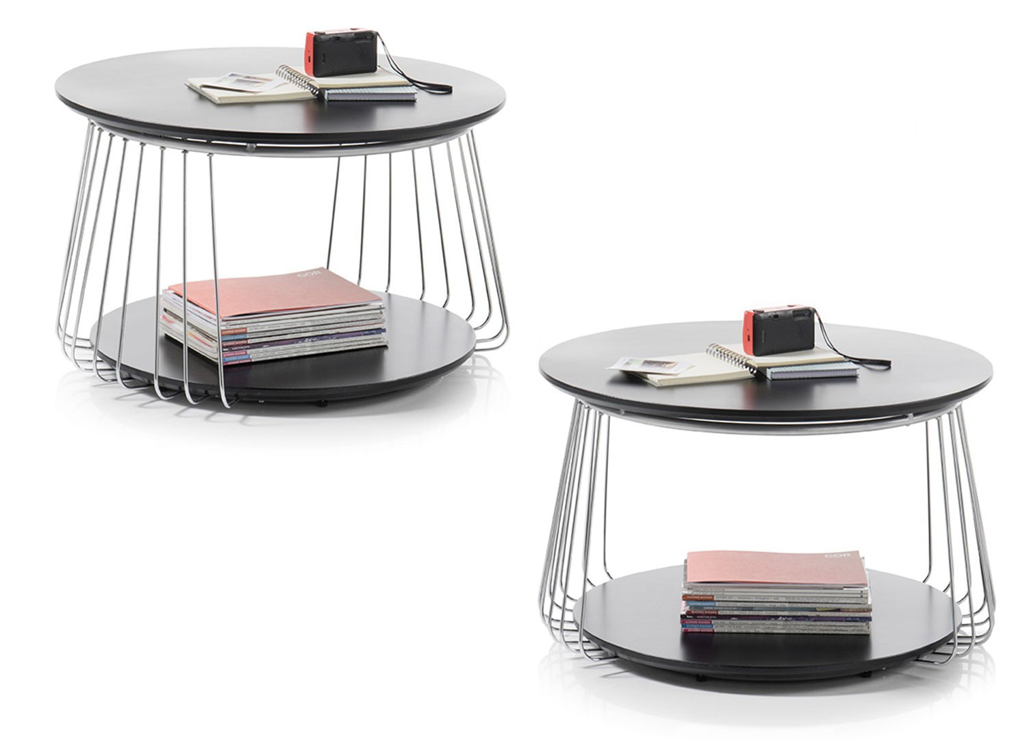 Table basse industrielle noir laqué mat et métal chromé CbcMeubles