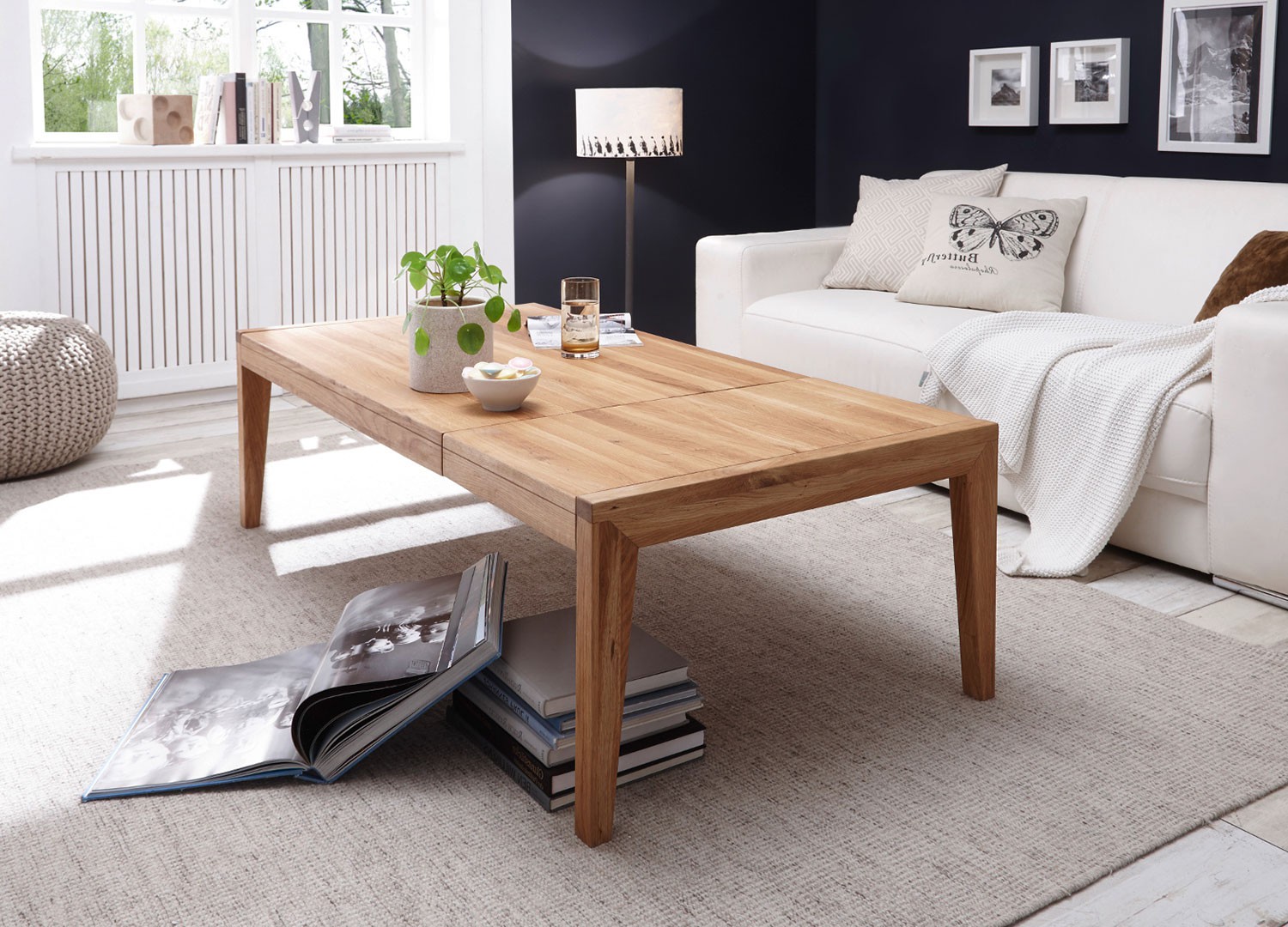 Table basse rectangulaire extensible chêne massif