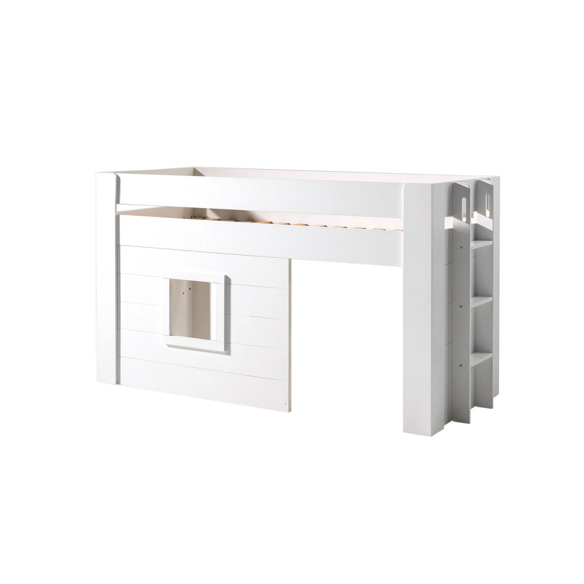 Lit combiné mi hauteur blanc laqué avec sommier