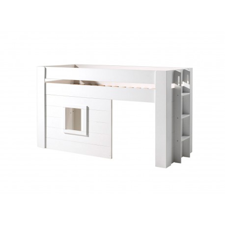 Lit combiné mi hauteur blanc laqué avec sommier