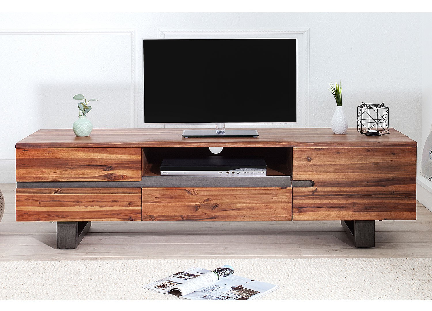 Meuble tv bois massif en acacia