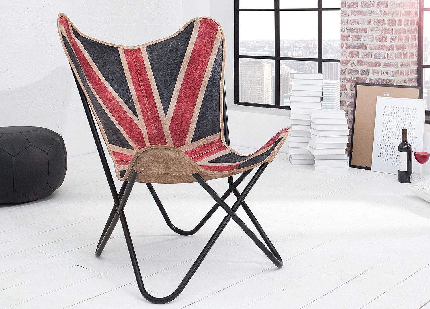 Fauteuil papillon impression royaume uni