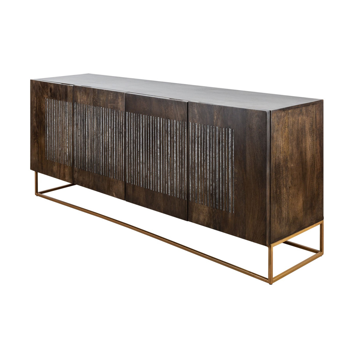 Buffet massif en bois de manguier 177 cm relief pierre d'agate