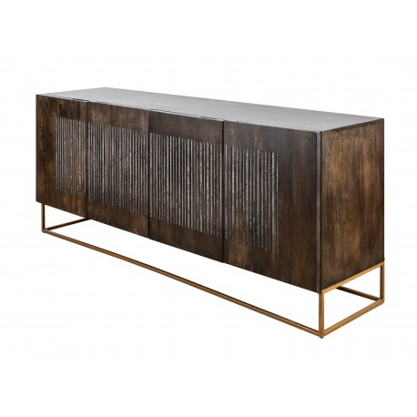 Buffet massif en bois de manguier 177 cm relief pierre d'agate