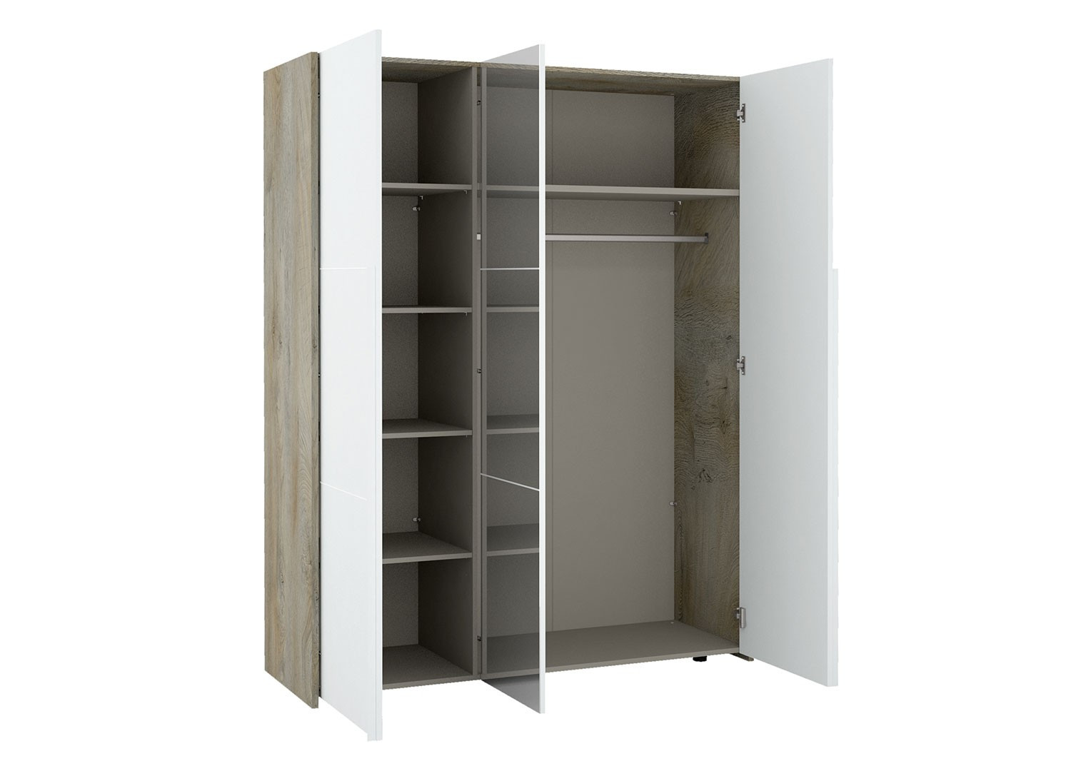 Armoire 3 portes avec miroir blanc et bois - Cbc-Meubles