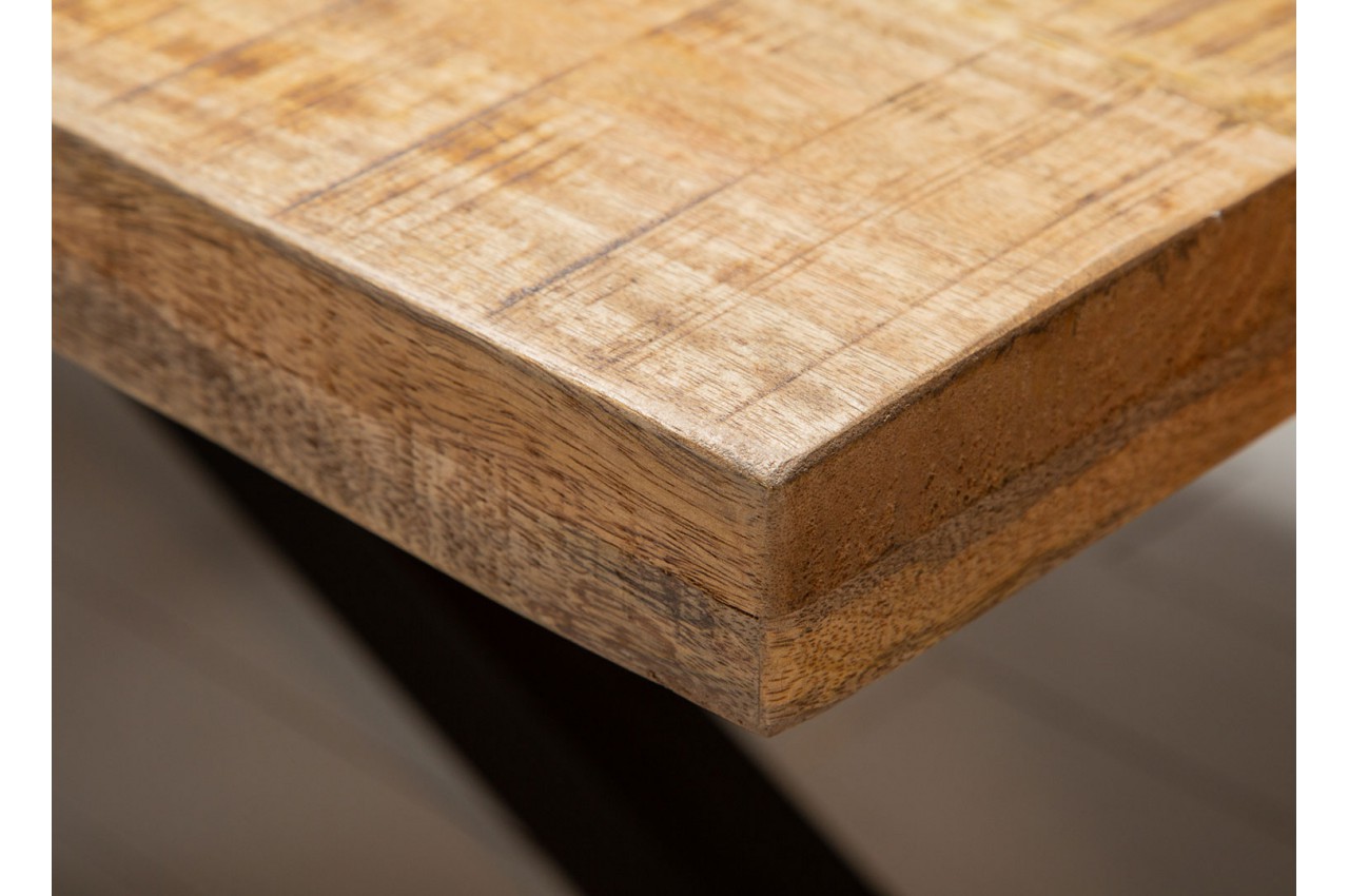 Table à manger bois massif manguier métal rectangulaire 1m80 - Cbc