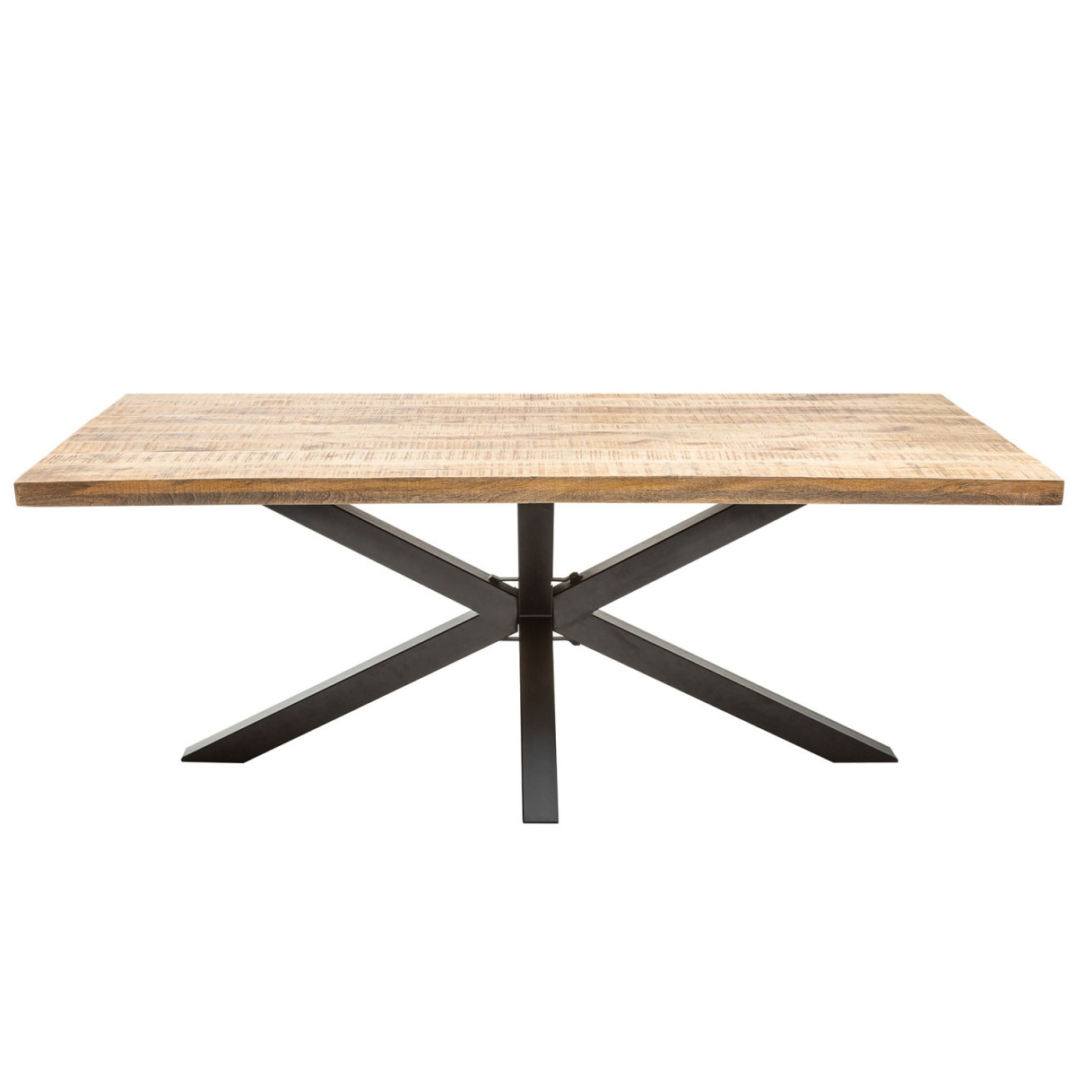 Table à manger bois massif manguier métal rectangulaire 1m80