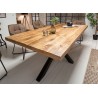 Table à manger bois massif manguier métal rectangulaire 1m80