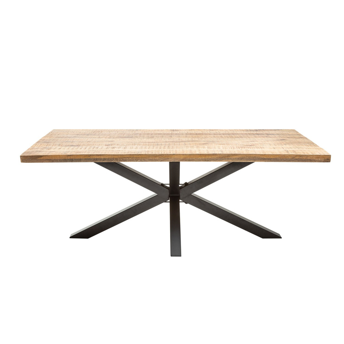 Table à manger bois massif manguier métal rectangulaire 2m