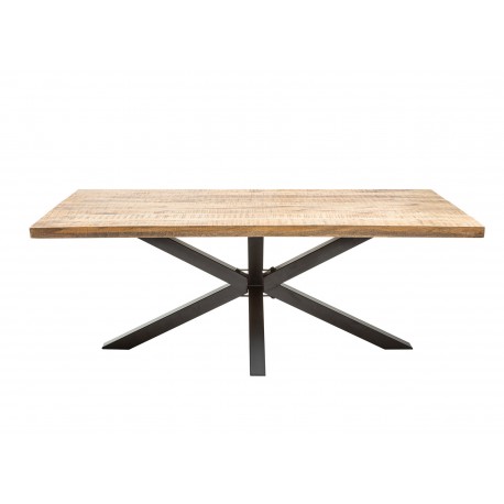 Table à manger bois massif manguier métal rectangulaire 2m