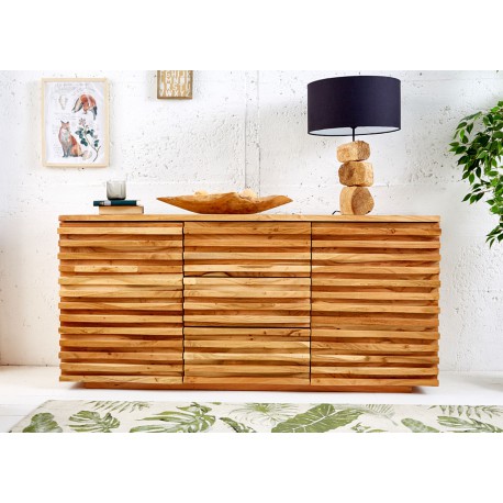 Buffet bois massif d'acacia 2 portes et 3 tiroirs 1m60