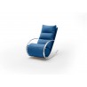 Fauteuil relax design tissu bleu + repose pieds