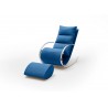 Fauteuil relax design tissu bleu + repose pieds