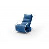 Fauteuil relax design tissu bleu + repose pieds