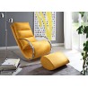 Fauteuil relax design tissu jaune + repose pieds