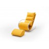 Fauteuil relax design tissu jaune + repose pieds