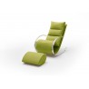Fauteuil relax design tissu vert + repose pieds