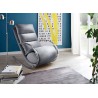 Fauteuil relax design tissu gris + repose pieds