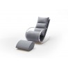 Fauteuil relax design tissu gris + repose pieds