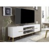 Meuble tv blanc et bois 4 tiroirs 169 cm