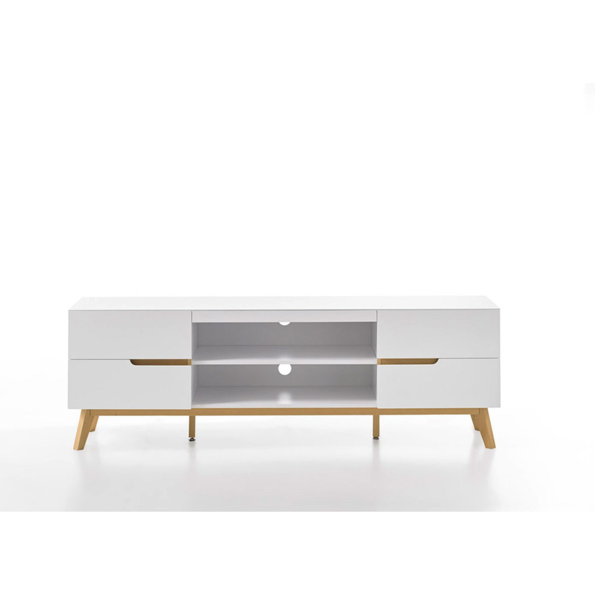 Meuble tv blanc et bois 4 tiroirs 169 cm