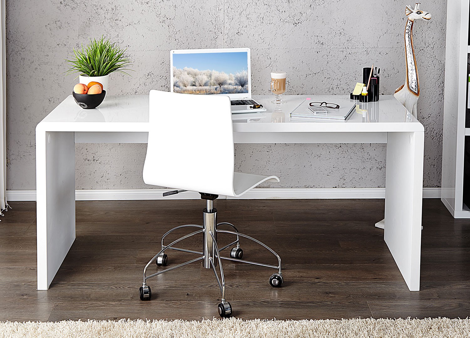 Bureau blanc brillant 120 cm