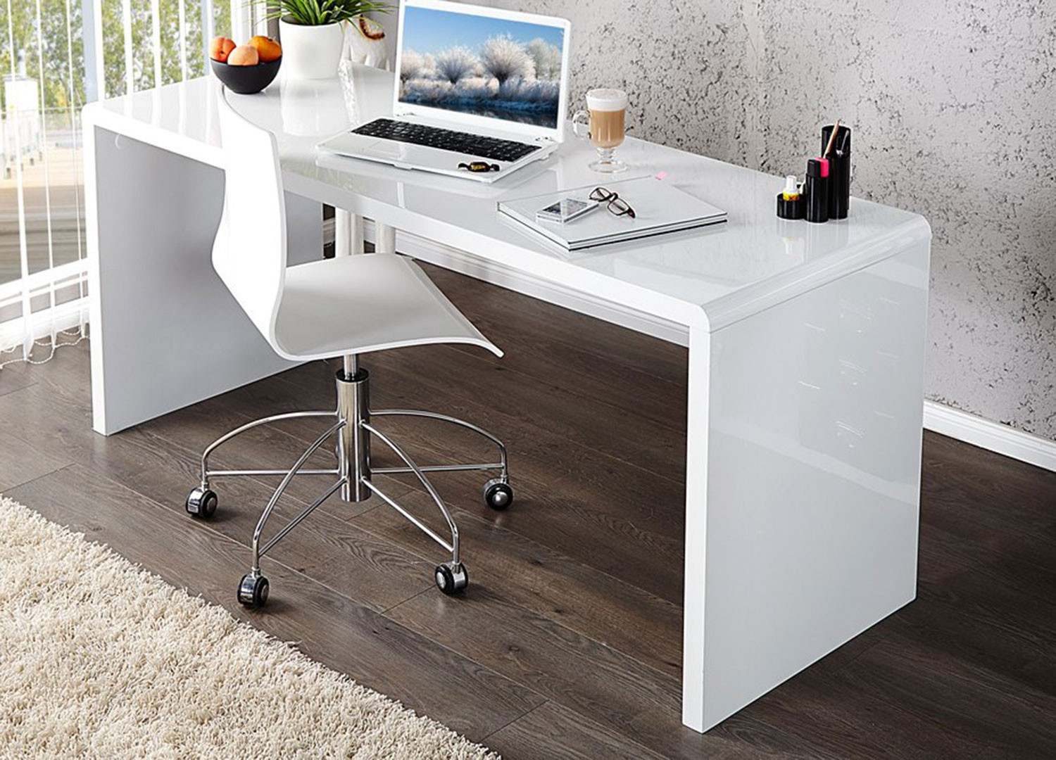 Bureau blanc brillant 120 cm - Cbc-Meubles