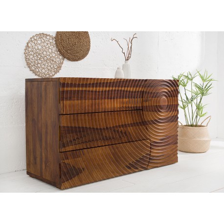 Buffet bois massif 120 cm 1 porte et 3 tiroirs