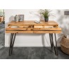 Console en bois massif et pied noir métal 120 cm