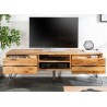Meuble tv en bois massif et pied métal 160 cm