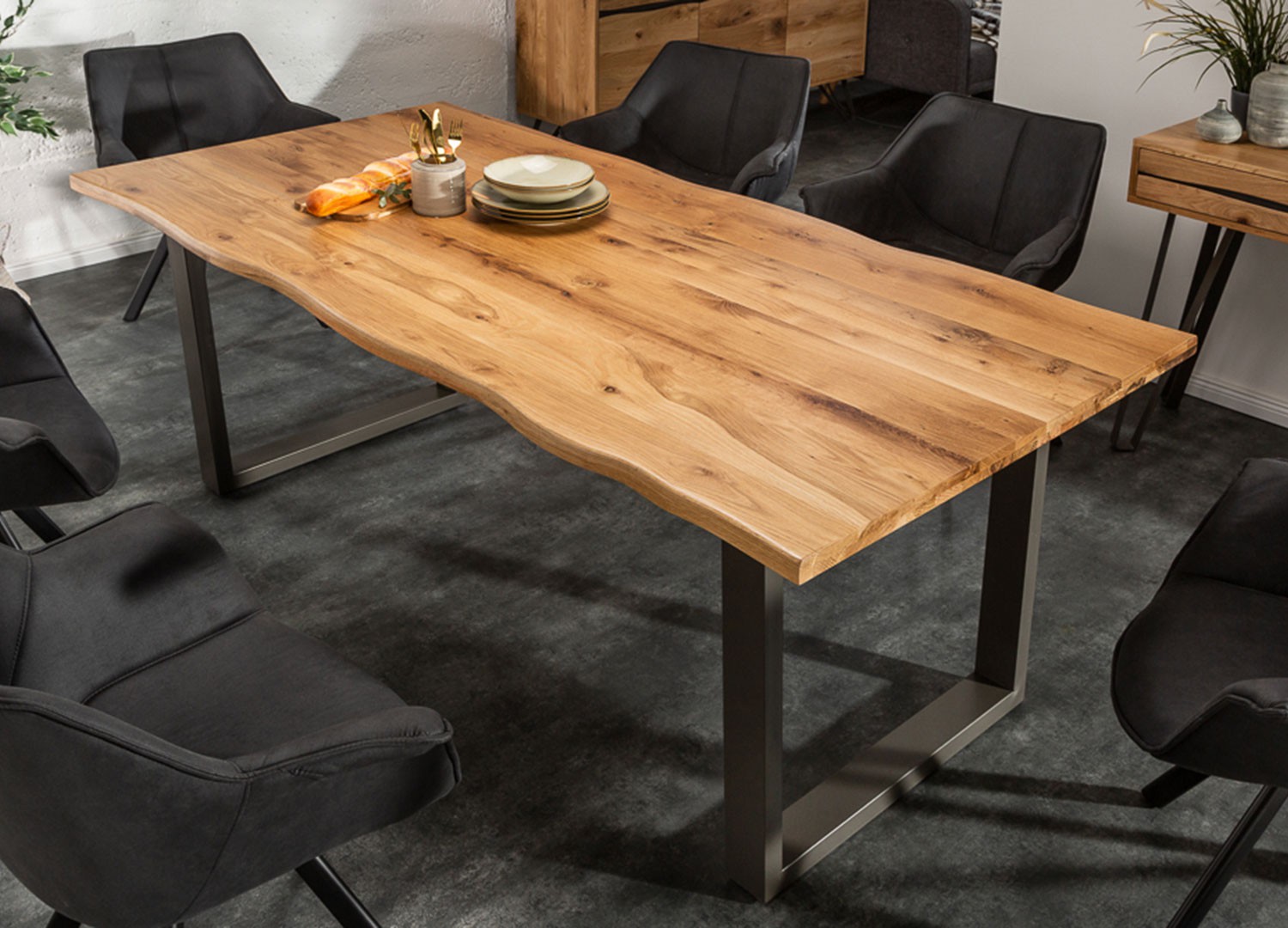 Table de salle à manger bois et massif et métal 200 cm