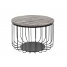 Table basse ronde bois de manguier gris et métal