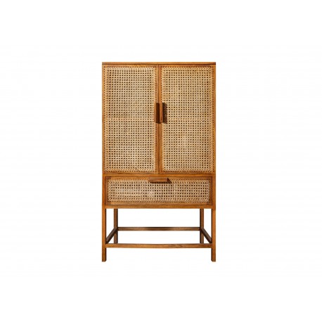 Buffet haut bois de manguier et bambou tressé