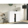 Commode 2 portes et 1 tiroir blanc et anthracite