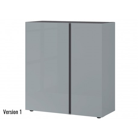 Commode verre gris 2 portes et 1 tiroir