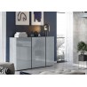 Buffet design verre gris 3 portes et 1 tiroir