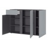 Buffet design verre gris 3 portes et 1 tiroir